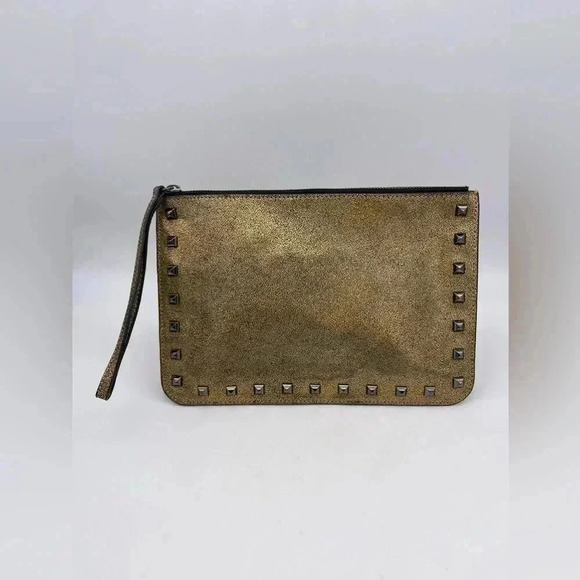 Rebecca Minkoff Studded Golden Glitter Flat Wristlet - Picture 1 of 7